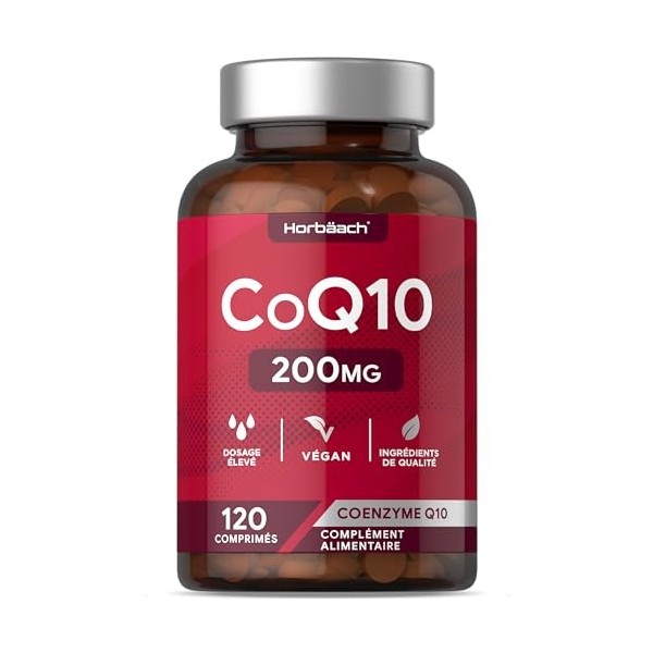 Coenzyme Q10 200mg Ubiquinone | CoQ10 200mg | 120 comprimés | Convient aux végétariens et végétaliens | by Horbaach