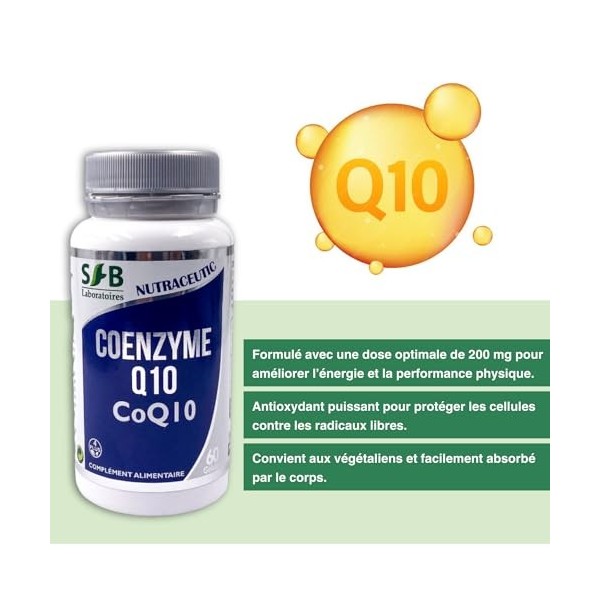 Coenzyme Q10 - CoQ10-200 mg par gélules végétales - HAUTEMENT DOSÉ - Antioxydant Puissant Naturel - Énergie Cellulaire - Anti