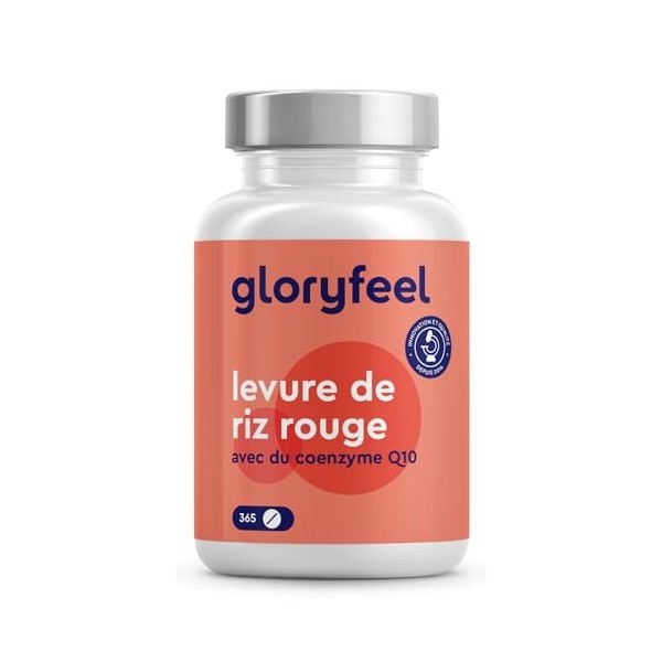 Levure de Riz Rouge - 365 comprimés - avec 2,9 mg de Monacolines de Riz Rouge et 30 mg de Coenzyme Q10 - Riz Rouge Fermenté a