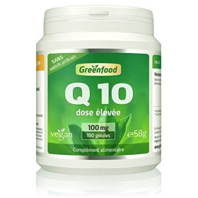 Greenfood Coenzyme Q10, 100 mg, dose élevée, 180 gélules - produites par fermentation naturelle. SANS additifs artificiels, s