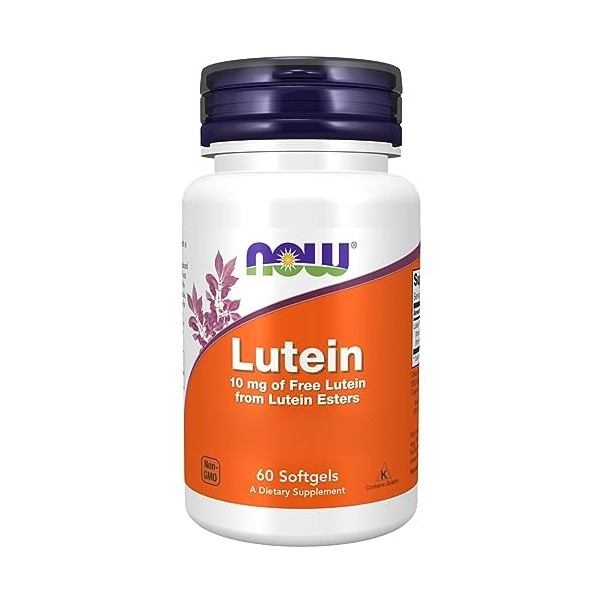 Now Foods, Lutein 10mg, Partir dExtrait de Fleurs de Tage, 60 Capsules molles, Sans Soja, Sans Gluten, Sans OGM