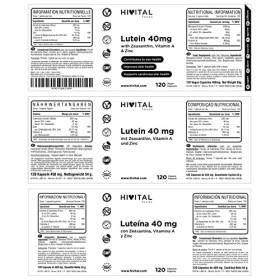 Lutéine 40 mg. 120 gélules végétaliennes pour 4 mois. Extrait naturel de Fleur de Caléndula avec 40 mg de Lutéine pure, 8 mg 