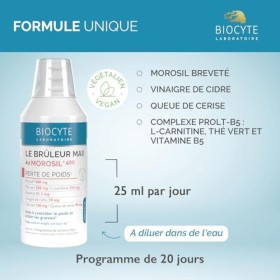 BIOCYTE Brûleur Max Au Morosil Goût Cerise - Morosil 400mg, Vinaigre De Cidre & Thé Vert - Programme 20 Jours