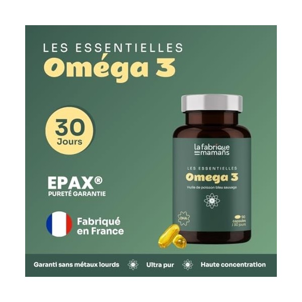 Omega 3 Concentré - Huile de poissons sauvages pure EPAX - DHA + EPA - Compatible grossesse et Allaitement - Fabriqué en Fran