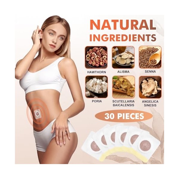 Lot de 30 Patchs Minceur, Patchs Amincissants pour Perdre du Poids, Brûleur de Graisses Abdominales, Réduction de lAppétit e