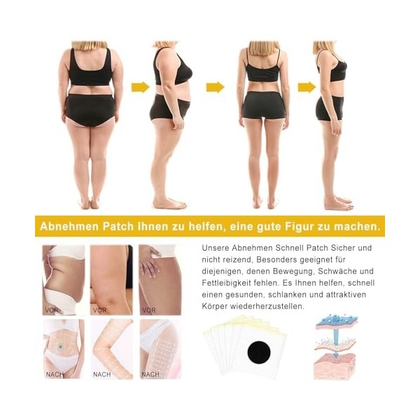 Votvlog 30 Patch Mince, Minceur Patch, Poids Perdant Patch Abdomen Minceur Soins de Santé Nombril Autocollant pour la Brûlure