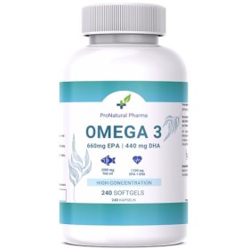 Oméga 3 2000 mg | 240 Gélules | Concentration élevée de 660 mg dEPA et 440 mg de DHA. Huile de poisson pour le cholestérol, 