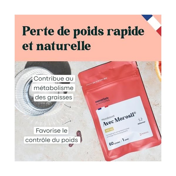Morosil® 400 mg avec Guarana - Soutien pour le Métabolisme et le Contrôle du Poids, 60 Gélules Végétales, Cure de 1 Mois, Fab