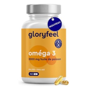 Oméga 3 capsules hautement dosées - 3000mg dhuile de poisson 990mg EPA + 660mg DHA - 240 gélules sous forme de triglycérid