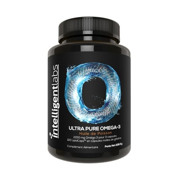 Intelligent Labs Oméga 3 Ultra Pure | 2250 mg dOméga 3 par 3 gélules | Huile de poisson triglycéride supérieure raffinée pou