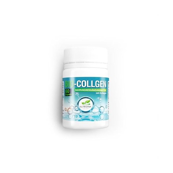 NUTRISANA | Capsules Bio Collgen - 60 gélules, collagène marin hydrolysé, traitement rajeunissant de la peau, apaisant, régén