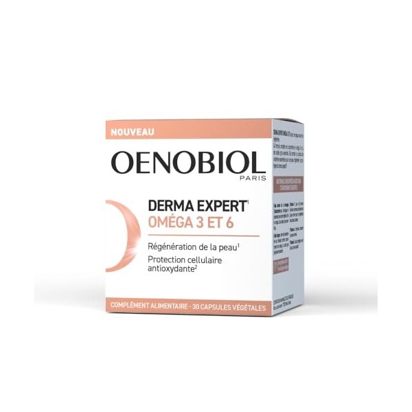 Oenobiol Derma Expert - Oméga 3 et 6 - Régénération de la Peau - Complément Alimentaire - 30 Capsules Végétales