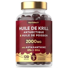 Huile de Krill 2000mg avec Astaxanthine et Phospholipides | 120 Gélules | Acides Gras Oméga 3 avec EPA et DHA | Complément Al