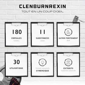 Clenburnrexin - Ultra High Dosage - 180 capsules - Citrus Aurantium + Extrait de Thé Vert + Garcinia Cambogia + Caféine + Acé