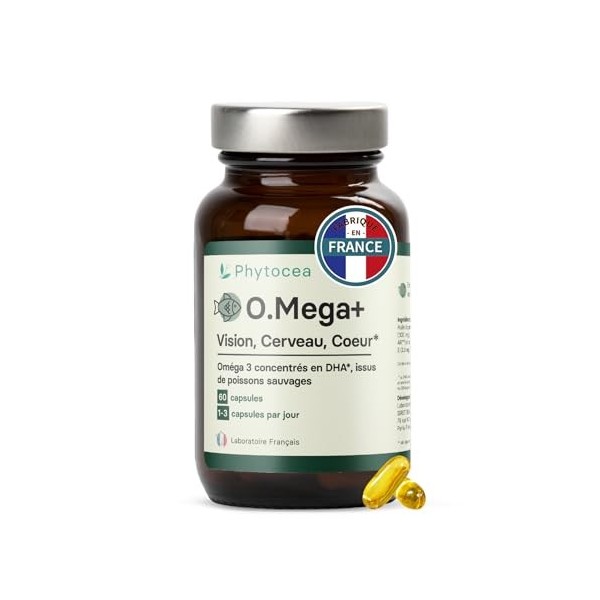 Phytocea - Omega 3 Huile de Poissons Sauvages Riche en Oméga 3 Vitamine E| Soutien Cœur, Cerveau et Vision | Haute Concentrat