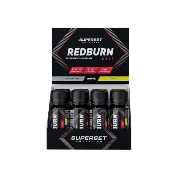 Superset Nutrition - Redburn Shot 12x60ml - Brûleurs de Graisse en solution buvable pour une absorbtion optimale - Adapté à