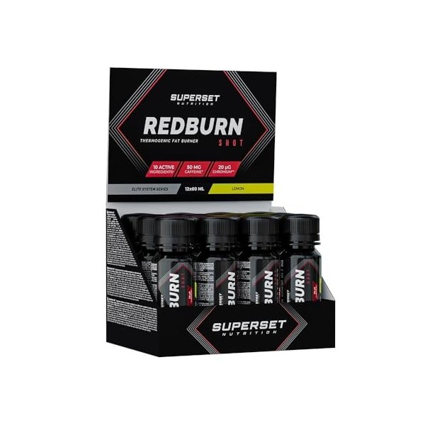 Superset Nutrition - Redburn Shot 12x60ml - Brûleurs de Graisse en solution buvable pour une absorbtion optimale - Adapté à