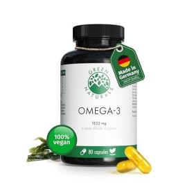 Oméga 3 Vegan - 3336 mg dHuile dAlgues - 1000 mg DHA & 500 mg EPA par Dose - Sans Métaux Lourds - 80 Capsules - Fabriqué en