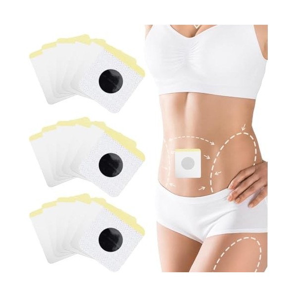 Lot de 30 Patch Mince, Minceur Patch, Poids Perdant Patch Abdomen Minceur Soins de Santé Nombril Autocollant pour la Brûlure 
