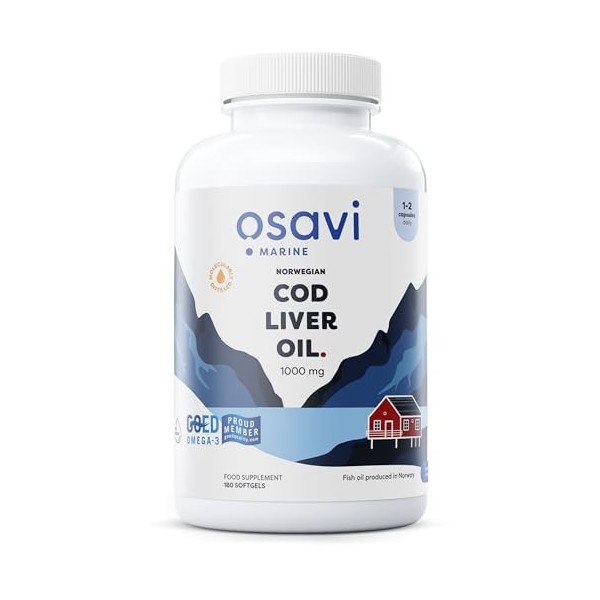 Norwegian Cod Liver Oil Softgels, 1000mg Lemon - 180 softgels