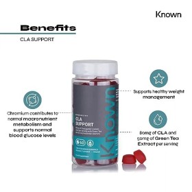 Known CLA Support Gummies – Vitamines B – Énergie & Métabolisme – Saveur Naturelle dOrange – 60 Gummies Véganes, 1 Mois dAp