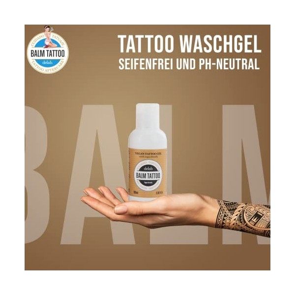 BALM TATTOO - Pack Végan Balm Tattoo - Crème + Gel Nettoyant de Tatouages - Tatoo Aftercare - Hydrate la Peau - Pour Peaux Ta