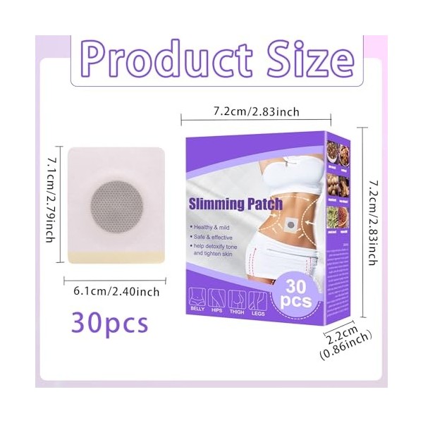 Lot de 30 pansements amincissants pour perdre du poids - Brûleur de graisse rapide - Perte de poids rapide - Taille de la gra