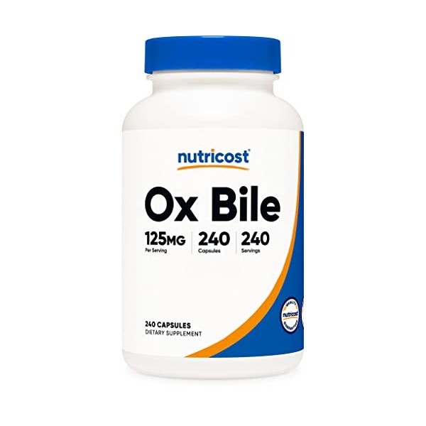 Nutricost Gélules de bile de bœuf 125 mg, 240 gélules sans OGM