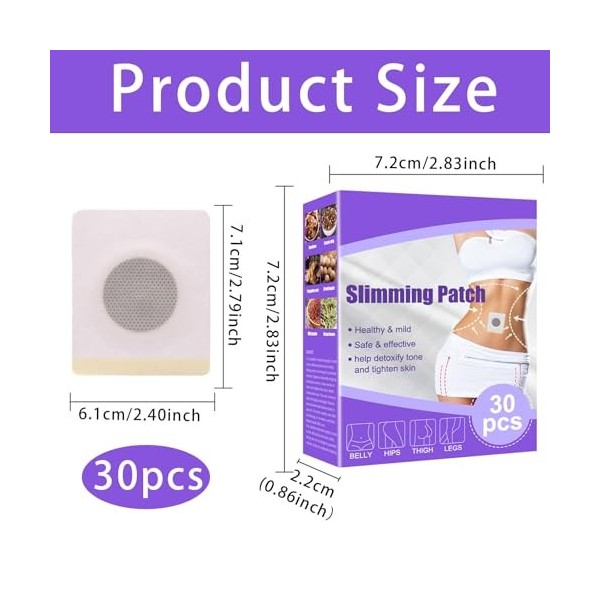 Lot de 30 pansements amincissants, minceur rapide, brûleurs de graisses, pansements détox, pansements minceurs sûrs, doux, na