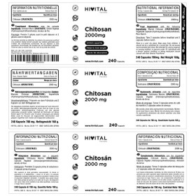 Chitosan Marin 2000 mg. 240 gélules pour 2 mois de traitement. Chitosan Naturel issu de la Chitine des Crustacés. Fibre natur