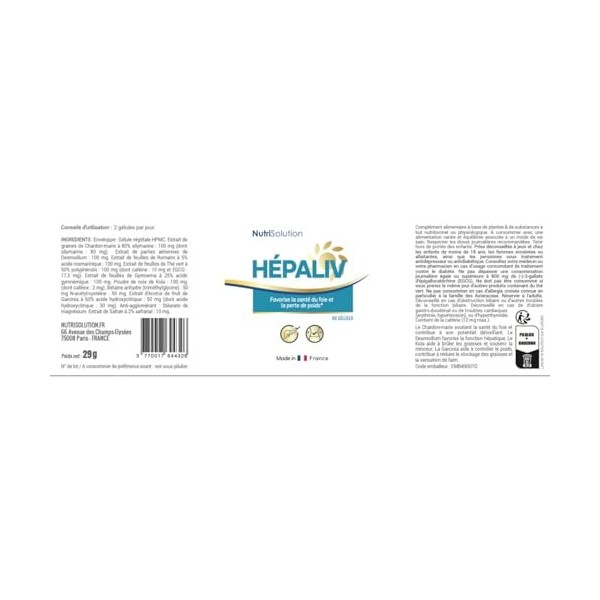 HépaLiv par Nutrisolution | Soutient la Santé du Foie & Perte de Poids | Brûleur de Graisse Puissant | Avec Safran, Romarin,
