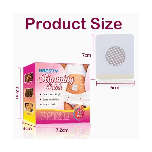 60 Pièces Patchs Amincissants Patch Detox Deep Cleaning Patch Minceur Perte de Poids Rapidement Formule a Base de Plantes Ada