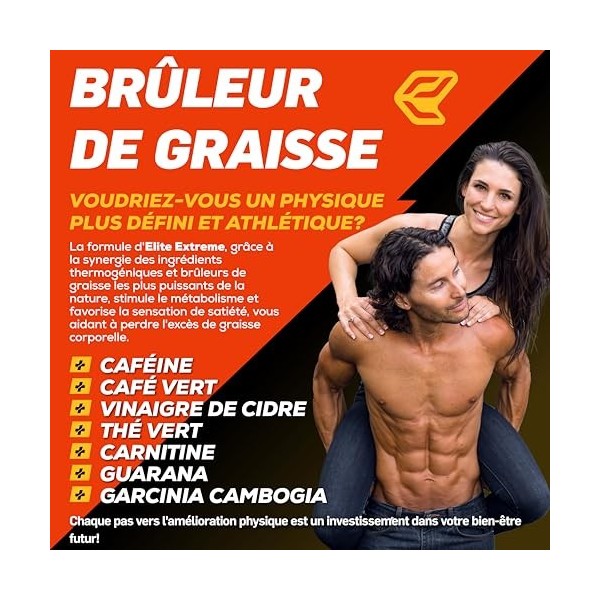 Italian Elite® Complément Alimentaire Brûle-Graisses Elite Extreme. 120 gélules Thermogénique, Drainant, Amaigrissant, Énergi