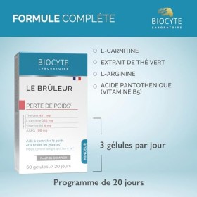 BIOCYTE Le Brûleur Minceur - Perte de Poids - Aide à Contrôler le Poids, Brûle Graisses - Thé Vert, L-Carnitine, Vitamine B5,