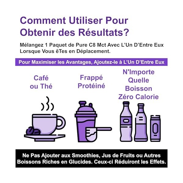 Paquets dHuile MCT C8 | Augmente Les Cétones 4 Fois Par Rapport aux Autres MCT | Cétogène, Paleo & Végétalien | Boîte de 15 