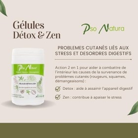 PSO NATURA Gélules Détox & Zen - 60 gélules contre la survenance des problèmes de peau psoriasis, eczéma, acné - ingrédient