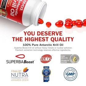 NYO3 Huile de Krill en 90 Capsules Krill Huile Pure Norvège 270mg Omega 3 Krill Huile de Poisson Pure 150mg dEPA 70mg de DHA