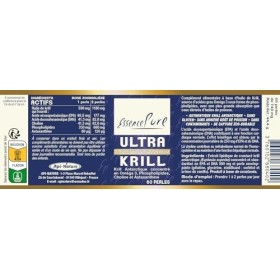 Huile de krill antarctique Essence Pure - Krill oméga 3 avec astaxanthine, phospholipides et choline - 60 perles de Api-Natur
