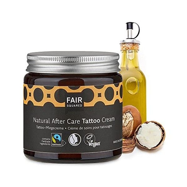 Fair Squared Vegan Natural After Care Tattoo Cream 100 ml - Natural Cosmetics After Tattoo Care Moisture - Fairtrade & Vegan 