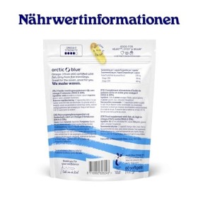 Arctic Blue Capsules dhuile de poisson de qualité supérieure - 60 pièces - 1200 mg avec 400 mg dEPA et 250 mg de DHA - Haut