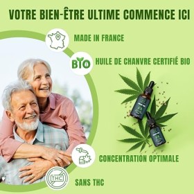 ARTISAM | Meilleur Huile de Graines de Chanvre Sativa PURE H 40% 4000mg Pressée à Froid 10 ml | Bio | Formule Premium Made in