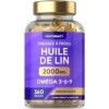 Huile de Lin Alimentaire 2000 mg | Linseed Oil | 360 gélules | Oméga 3 6 9 avec acide alpha-linolénique ALA à haute résista