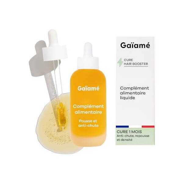 Gaïamé, Complément alimentaire anti chute et pousse 30 jours. Fabriqué en France. -50% de chute, Densité doublée. Restaure le