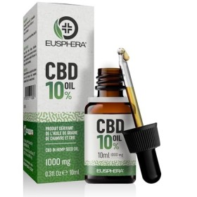 EUSPHERA - Huile de Chanvre 10% Pure 100% Huile de CBD Naturelle Avec Oméga 3,6,9 et Vitamines Sans Coservater Fabriqué dans 