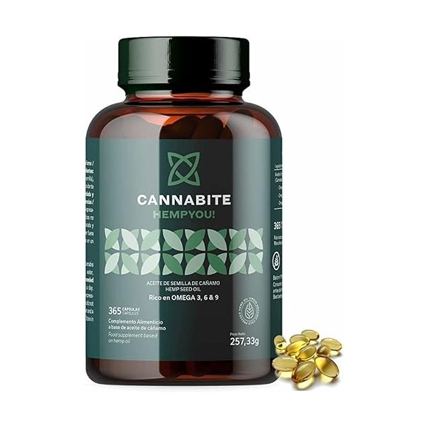 Omega 3, 6, 9 Végétaux - 365 Gélules dHuile de Graines de Chanvre Vierge, Pression à Froid, Sans Additifs, Sans Gluten, Non-