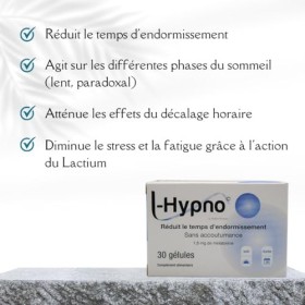 L-hypno - Complément naturel sommeil avec Lactium 150 mg et mélatonine 1,8 mg - Améliore sommeil et réduit décalage horaire