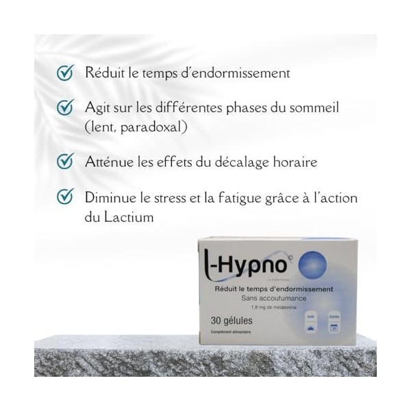 L-hypno - Complément naturel sommeil avec Lactium 150 mg et mélatonine 1,8 mg - Améliore sommeil et réduit décalage horaire