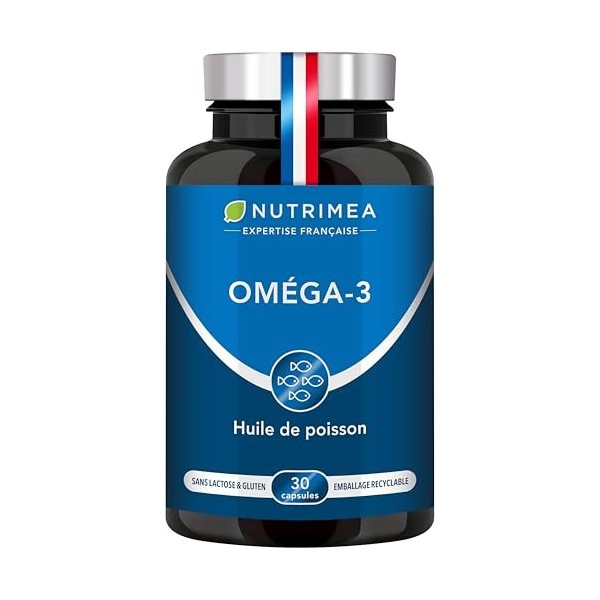 OMEGA 3 - Huile de Poissons Sauvages - Haute Concentration - 500 mg dont 175 mg dEPA & 125 mg de DHA - Soutient la Vision et