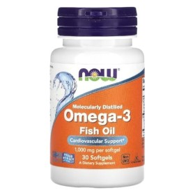 Now Foods - Omega-3 Molecularly Distilled Moléculairement | Huile de Poisson Haute Concentration pour la Santé Cardiaque et l