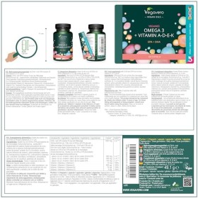 Omega 3 + Vitamines A, D3, E, K2 | Unique et VEGAN | Avec EPA et DHA | Qualité Premium : lifes™ OMEGA | Santé Cardiovasculai